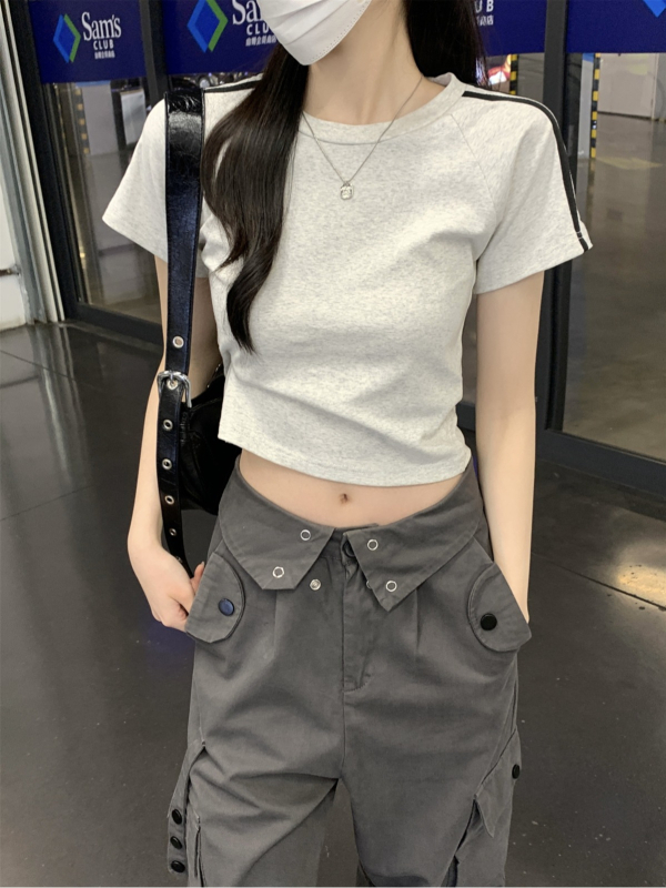 Slim-fit Milk Silk Póló, Kereknyakú, Rövid Ujjú, Egyszínű