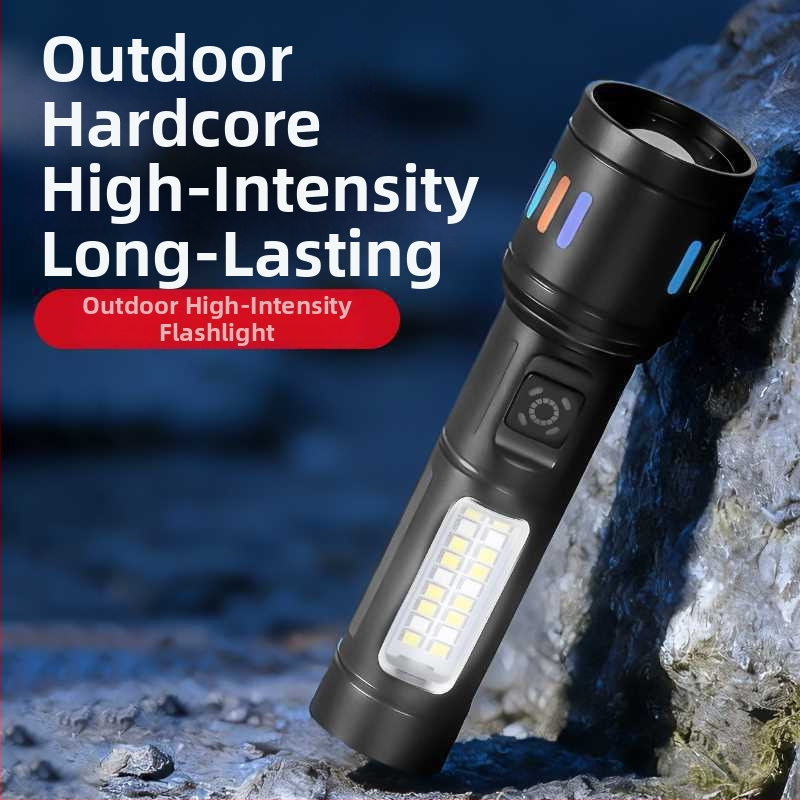 Mini tölthető kézi zseblámpa COB LED-del, kültéri használatra, 10W, 200 lm, IP45, alumíniumötvözet test