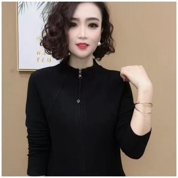 Oversize cipzáros póló félmagas nyakú, hosszú ujjú, poliészter-pamut keverék