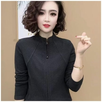 Oversize cipzáros póló félmagas nyakú, hosszú ujjú, poliészter-pamut keverék