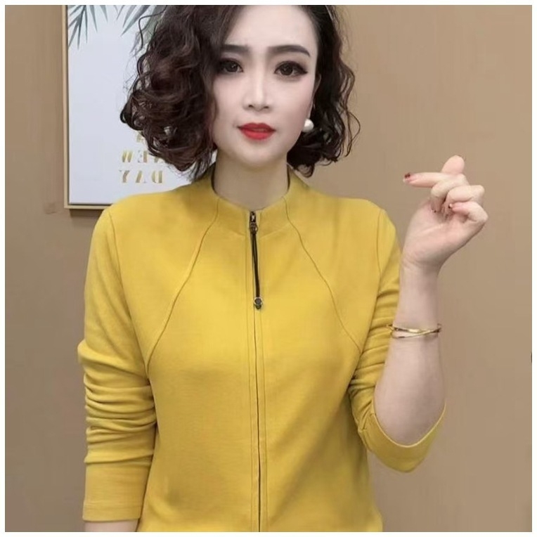 Oversize cipzáros póló félmagas nyakú, hosszú ujjú, poliészter-pamut keverék