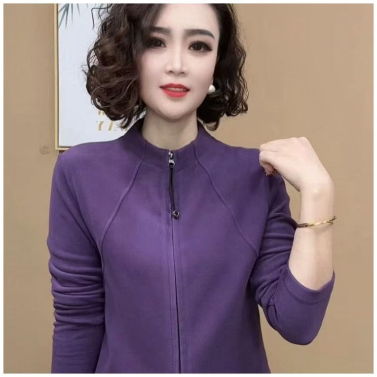 Oversize cipzáros póló félmagas nyakú, hosszú ujjú, poliészter-pamut keverék