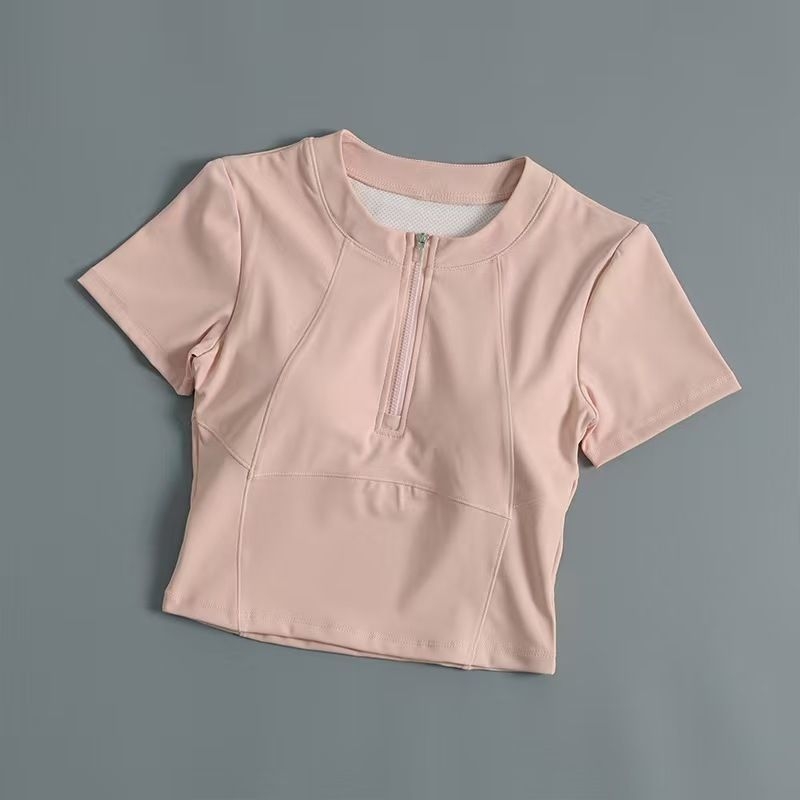 Női karcsú szabású pamut kötött T‑shirt, rövid ujjú, kerek nyakú, rövid hosszúságú, 90–95% pamut, poliészter <30%, egyszerű egyszínű casual