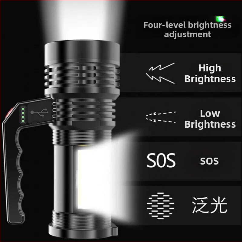 Ručný reflektor s COB LED a žiarovkou | 1800mAh, 10W, opakovane nabíjateľný, dosah 200–500 m