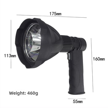 THANOS Ručni pretraživački reflektor za vanjsku upotrebu s nosačem, LED 10W, napajanje baterijom, 360° okret, domet 200–500 m