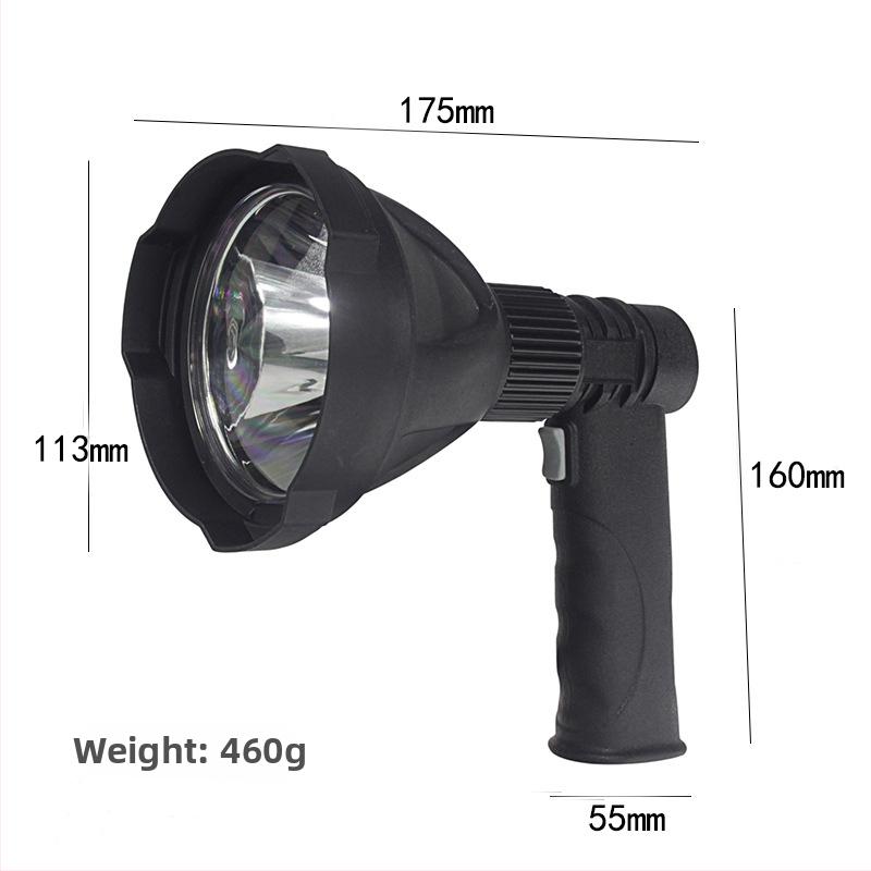 THANOS Ručni pretraživački reflektor za vanjsku upotrebu s nosačem, LED 10W, napajanje baterijom, 360° okret, domet 200–500 m