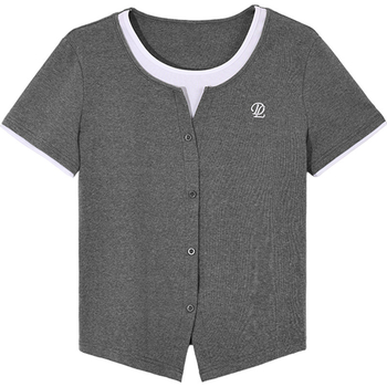 Ženski pamukasti T-shirt s okruglim izrezom i kratkim rukavima, ležerni kroj, 90–95% pamuka, standardna duljina, casual stil, ljeto 2025