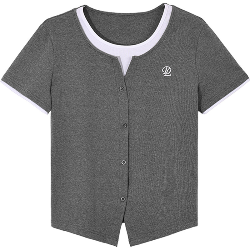 Ženski pamukasti T-shirt s okruglim izrezom i kratkim rukavima, ležerni kroj, 90–95% pamuka, standardna duljina, casual stil, ljeto 2025