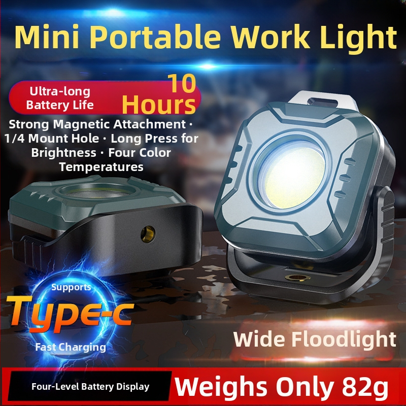 Prenosná COB LED pracovná lampa s magnetickou základňou (IP44 • 5.7W • 3.7V • puzdro ABS+PC+hliník)