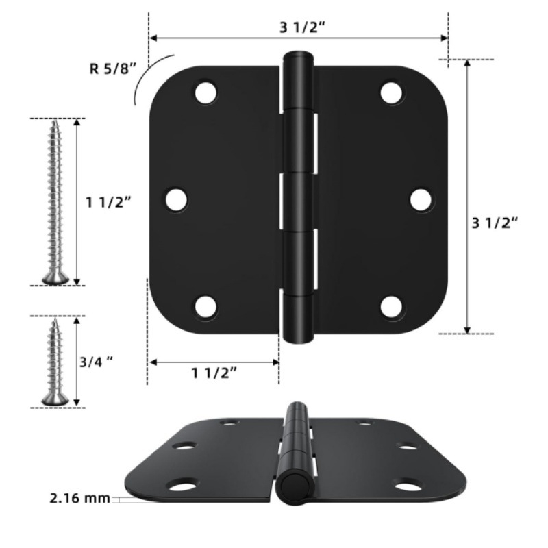 Kerek amerikai beltéri ajtó- és ablakzsanér; acélból, sztancolt kivitel.