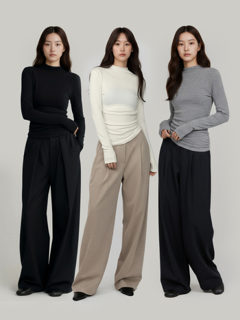 Modalna pletena majica za bazni sloj s polovičnim visokim ovratnikom, dugi rukavi, uski kroj