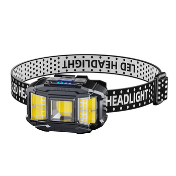 Фенер за глава с прожектор, 30W, LED+COB, червена светлина, въртене на 360°, сменяеми батерии