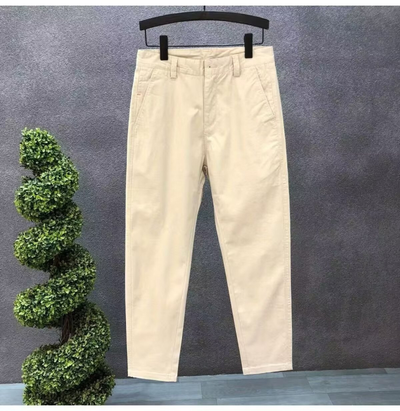 Férfi üzleti hétköznapi nadrág, egyenes szabás, boka hossz, középmagas derék, cipzárral, 60% poliészter keverék