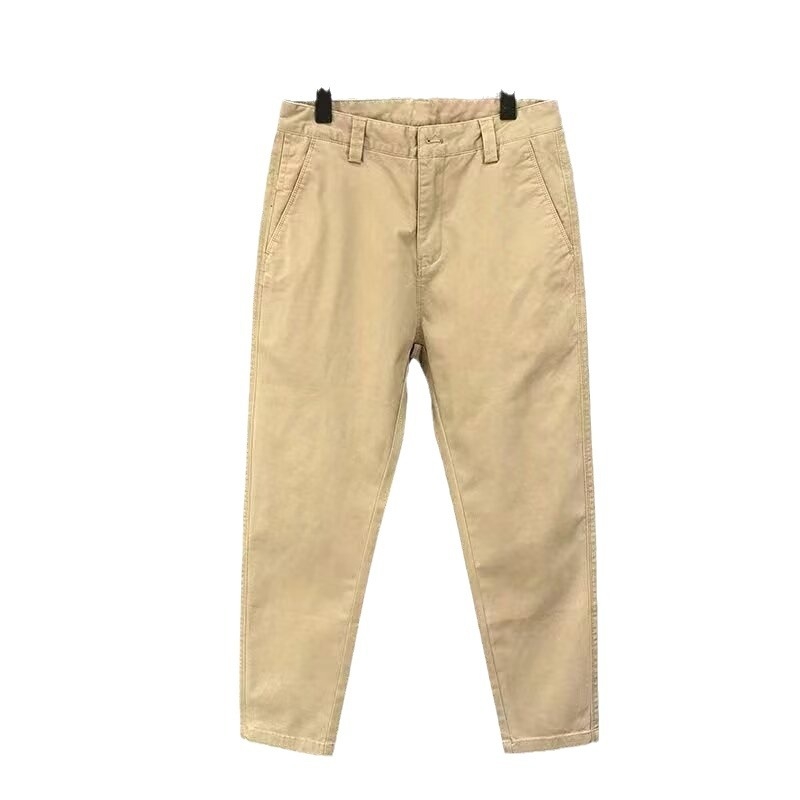 Férfi üzleti hétköznapi nadrág, egyenes szabás, boka hossz, középmagas derék, cipzárral, 60% poliészter keverék