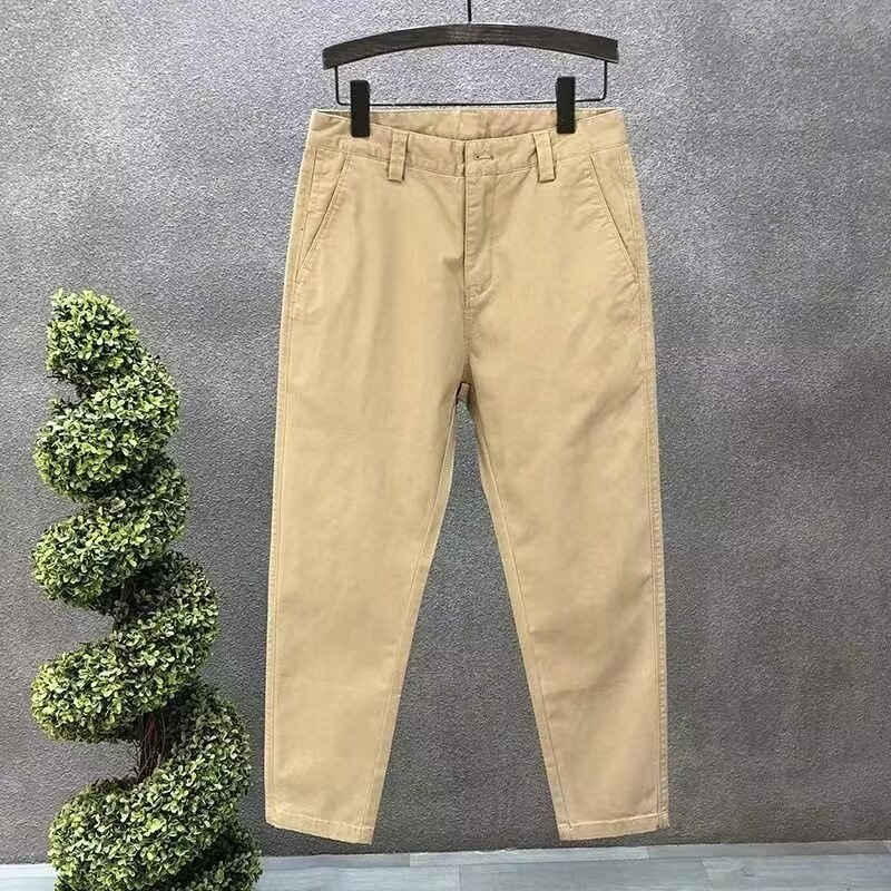 Férfi üzleti hétköznapi nadrág, egyenes szabás, boka hossz, középmagas derék, cipzárral, 60% poliészter keverék