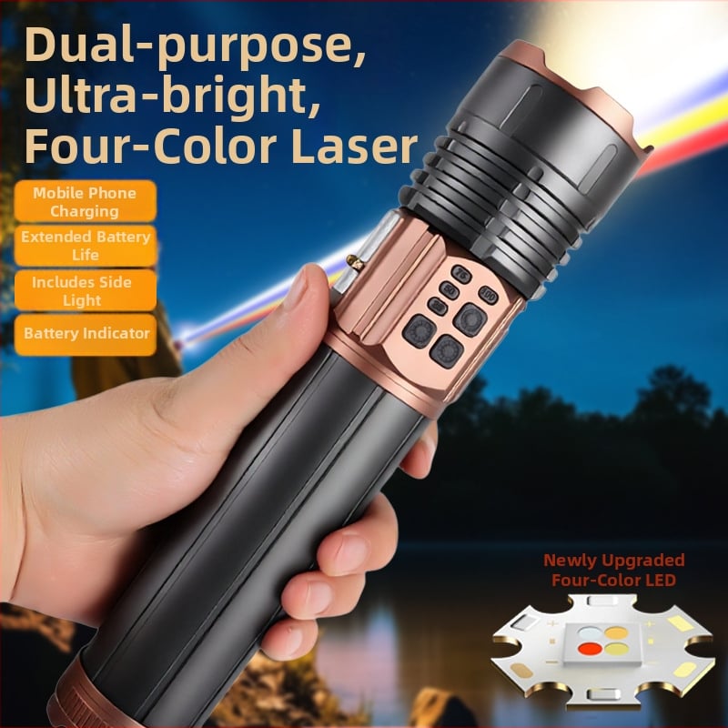 Vanjska LED baterijska svjetiljka, 40W, 8000mAh, 360° rotacija, optički zoom, domet 200–500 m, punjiva višefunkcionalna radna svjetiljka
