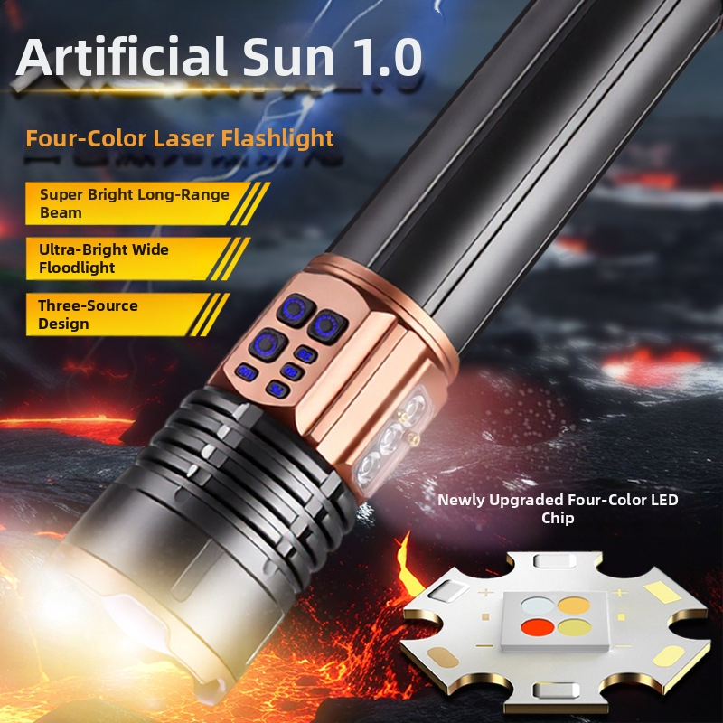 Vanjska LED baterijska svjetiljka, 40W, 8000mAh, 360° rotacija, optički zoom, domet 200–500 m, punjiva višefunkcionalna radna svjetiljka