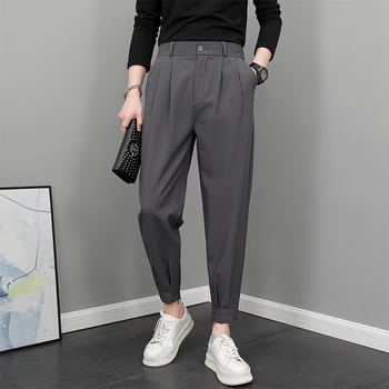 Muške hlače Slim-fit s višestrukim džepovima, bez glačanja, mješavina kemijskih vlakana, 85% poliester