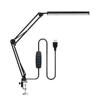 LED stolna lampa s klipsom i dugim ramom, sklopiva, metalni sjenilac, CRI ≥90, napon ≤36V, gumba prekidač, napajanje iz utičnice