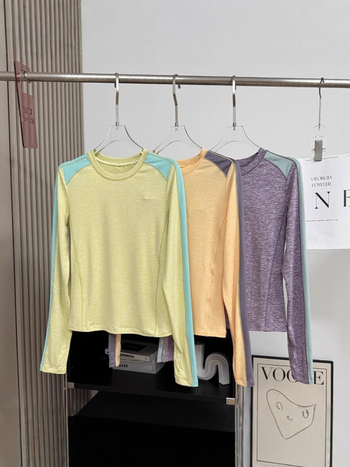Majica s dugim rukavima, Slim-Fit, poliester, brzo suši, odvodi vlagu, color-block dizajn, casual
