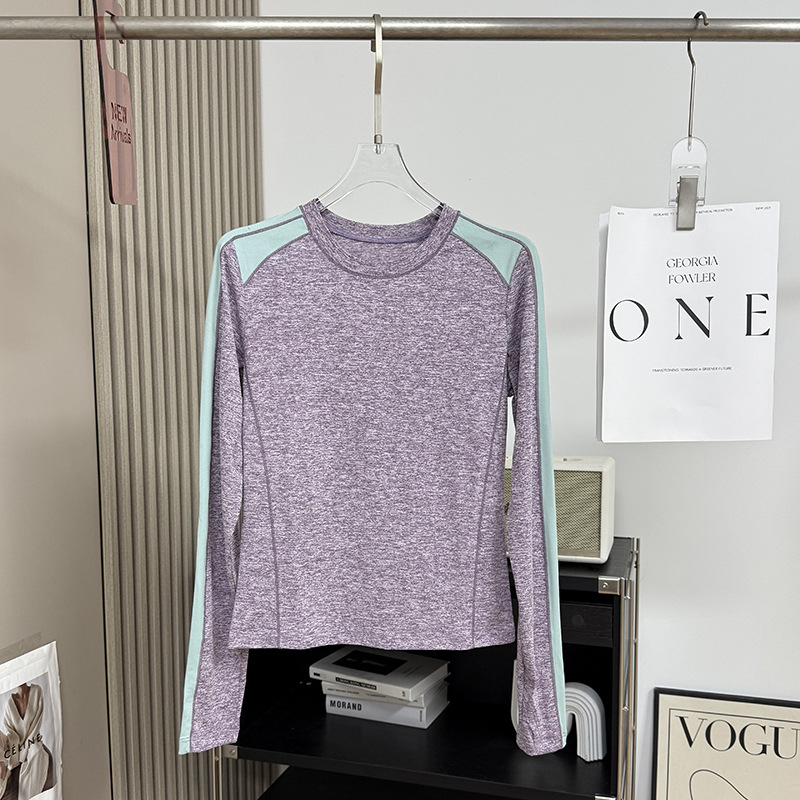 Majica s dugim rukavima, Slim-Fit, poliester, brzo suši, odvodi vlagu, color-block dizajn, casual