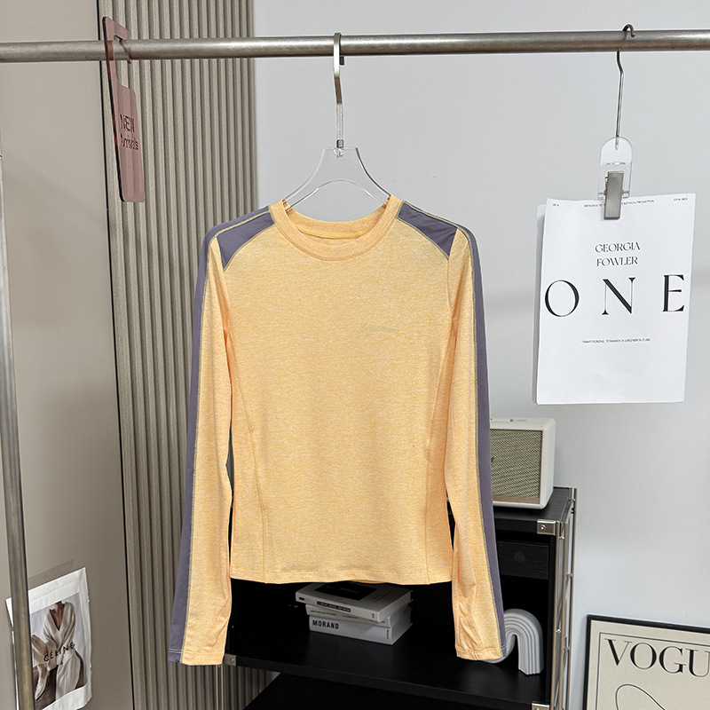 Majica s dugim rukavima, Slim-Fit, poliester, brzo suši, odvodi vlagu, color-block dizajn, casual