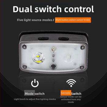 Čelna LED lampica s više funkcija i inteligentnim senzorom te dvostrukim LED izvorima – USB punjenje, 5W, 500 mAh baterija, nosiva na glavi