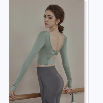 Ženski majica s dugim rukavima od poliestera, okrugli izrez, seksi stil za fitness (Poliester • Dugi rukav • Okrugli izrez • Seksi stil)