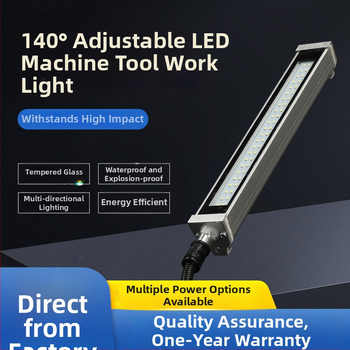 LED nastaviteľná pracovná lampa pre CNC stroje, skrutkové uchytenie, explosion-proof, napätie 12–220 V, výkon 10–30 W, vodeodolná.