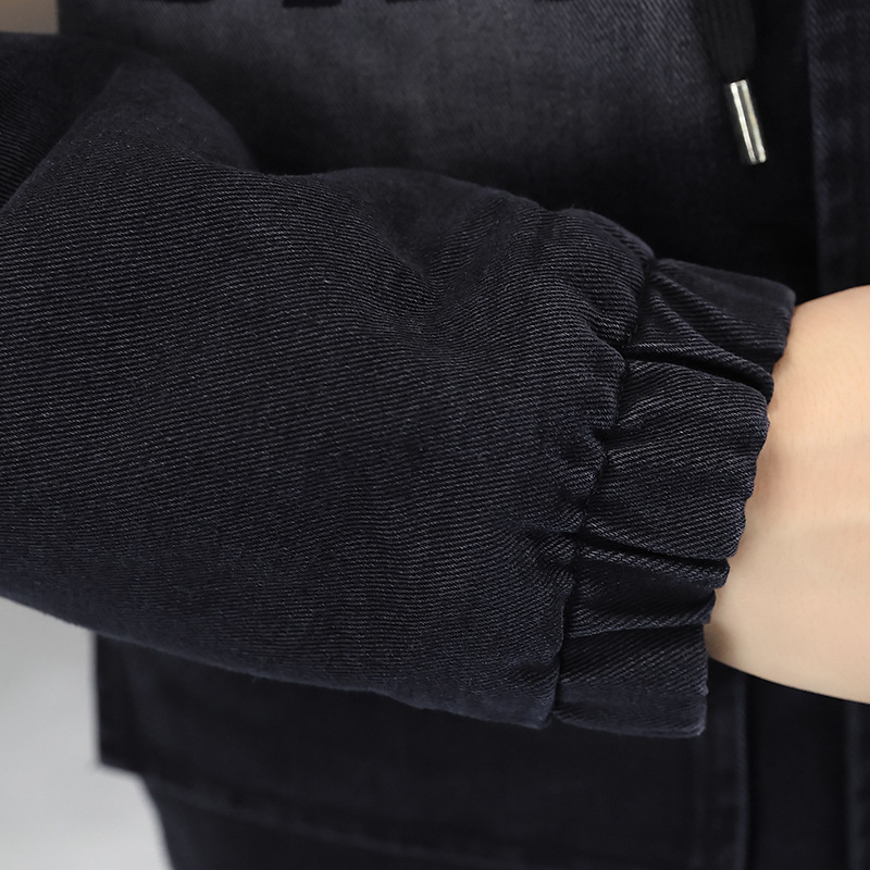 Tinejdžerska zimska jakna s kapuljačom, Corduroy vanjski materijal, Rabbit fur podstava, srednja duljina