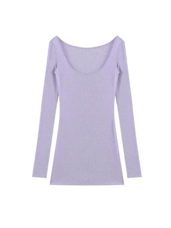 Ženski modalni T‑shirt s dugim rukavima, uski kroj, jednofarbni uzorak, U-vrat