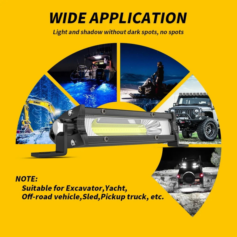 COB LED traka za automobil – mini jednoredna, radna rasvjeta; 9W, 12V, 900 lm, 6000K