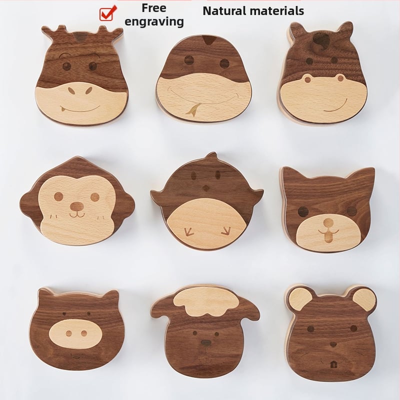 Cutie de amintire pentru dinți de lapte, lemn solid, cu 12 zodii, pentru colecția de dinți a copiilor