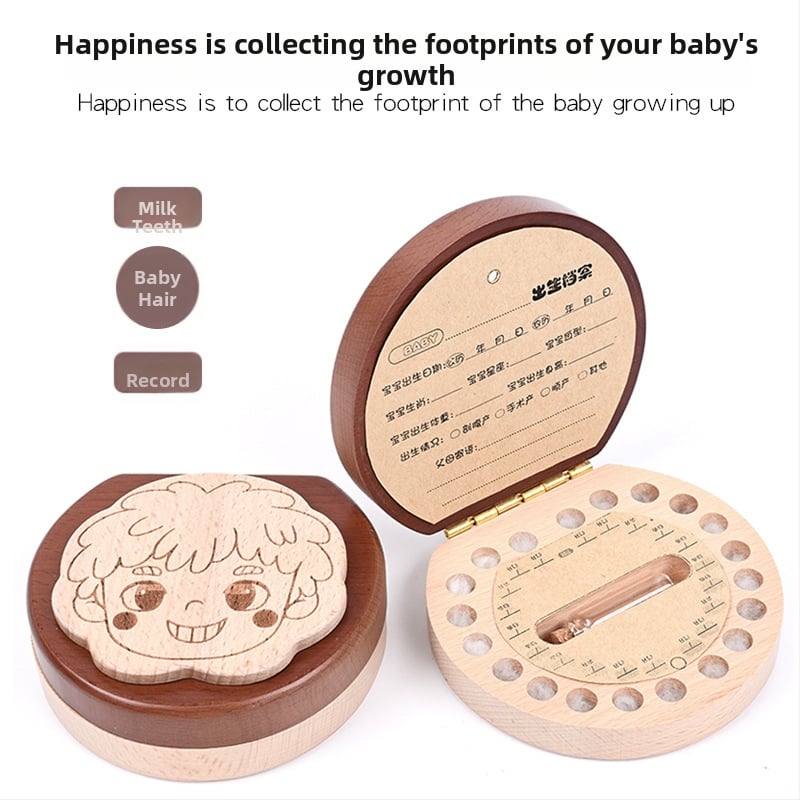 Cutie de amintire pentru dinți de lapte, lemn solid, cu 12 zodii, pentru colecția de dinți a copiilor