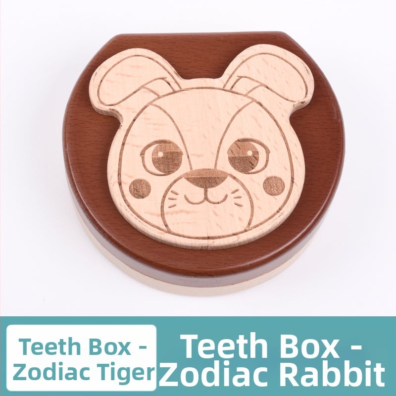 Cutie de amintire pentru dinți de lapte, lemn solid, cu 12 zodii, pentru colecția de dinți a copiilor