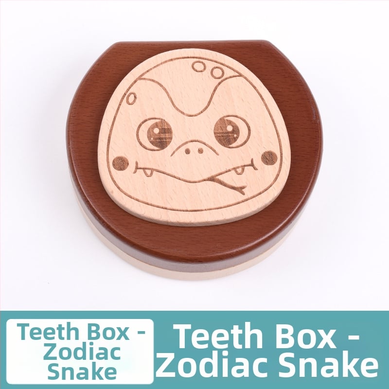 Cutie de amintire pentru dinți de lapte, lemn solid, cu 12 zodii, pentru colecția de dinți a copiilor