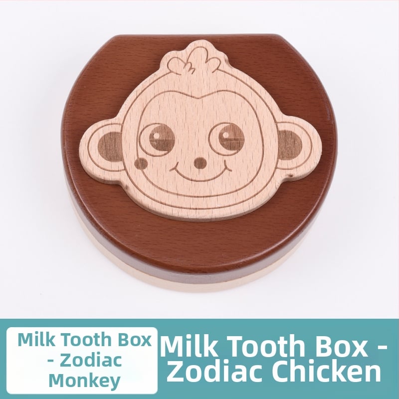Cutie de amintire pentru dinți de lapte, lemn solid, cu 12 zodii, pentru colecția de dinți a copiilor