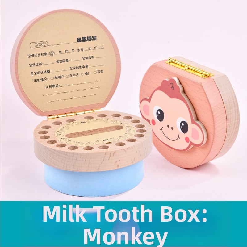 Cutie de amintire pentru dinți de lapte, lemn solid, cu 12 zodii, pentru colecția de dinți a copiilor
