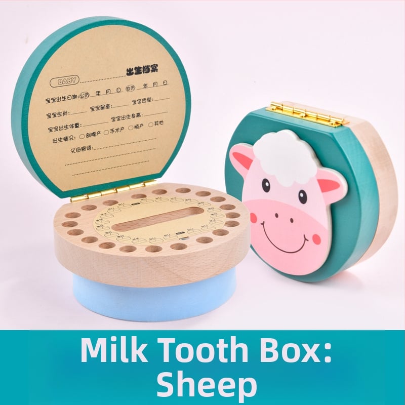Cutie de amintire pentru dinți de lapte, lemn solid, cu 12 zodii, pentru colecția de dinți a copiilor