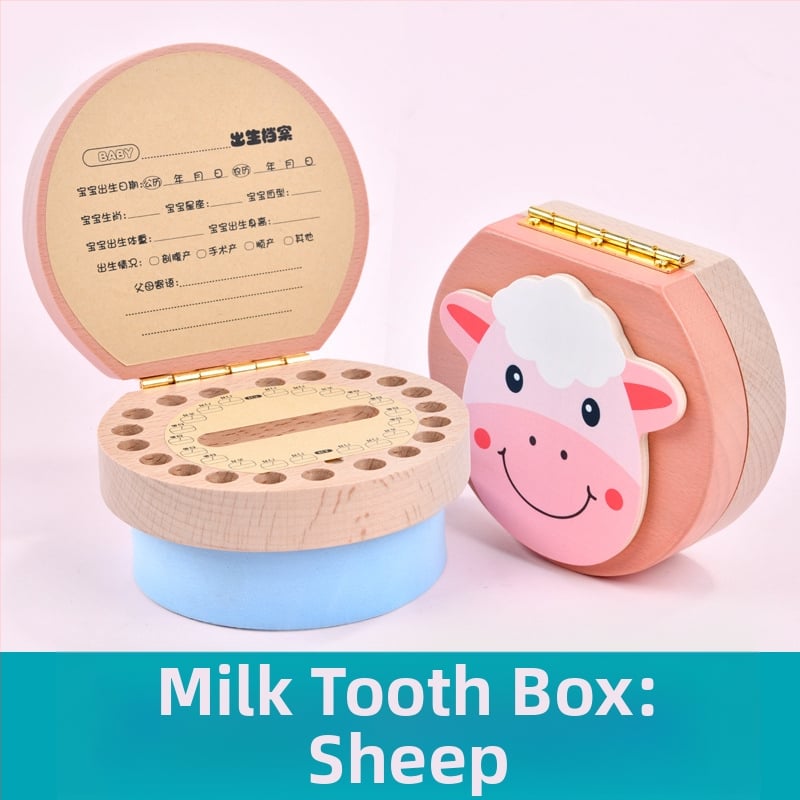 Cutie de amintire pentru dinți de lapte, lemn solid, cu 12 zodii, pentru colecția de dinți a copiilor