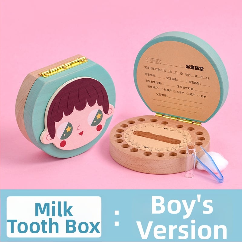 Cutie de amintire pentru dinți de lapte, lemn solid, cu 12 zodii, pentru colecția de dinți a copiilor