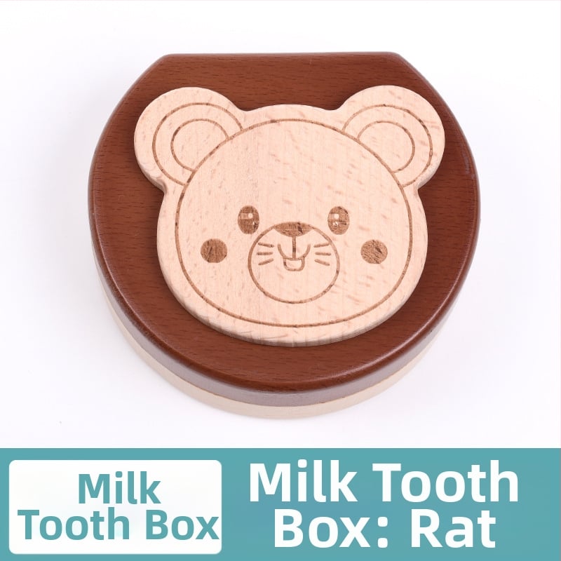 Cutie de amintire pentru dinți de lapte, lemn solid, cu 12 zodii, pentru colecția de dinți a copiilor