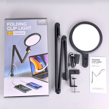 LED stolna lampica s klipsom i okruglom glavom, aluminijski spoj, sklopa, USB napajanje, dodirni prekidač