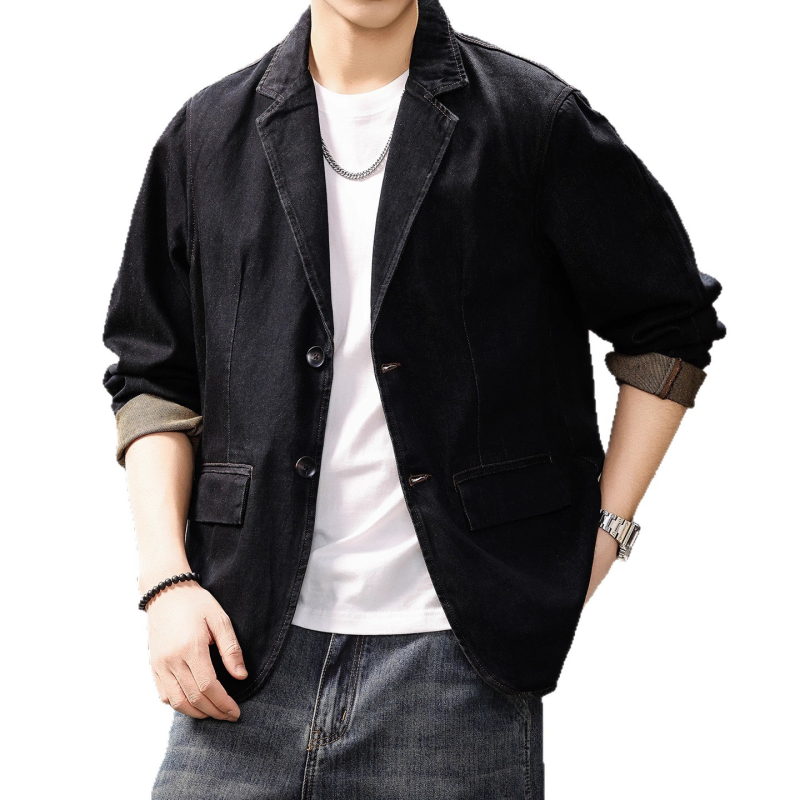 100% βμβακερό, χαλαρή γραμμή, σακάκι κοστουμιού με γιακά κοστουμιού, μονόμπροστο, μακριά μανίκια