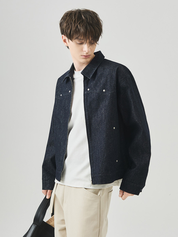 APO muška denim jakna - jesen, širokog kroja, s metalnim zakovicama, streetwear stil