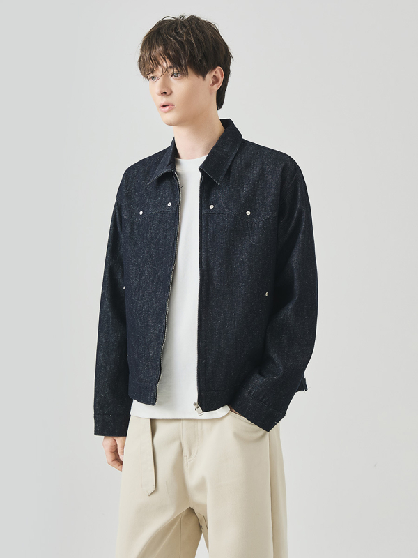 APO muška denim jakna - jesen, širokog kroja, s metalnim zakovicama, streetwear stil