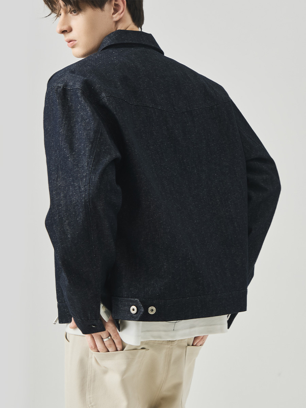 APO muška denim jakna - jesen, širokog kroja, s metalnim zakovicama, streetwear stil