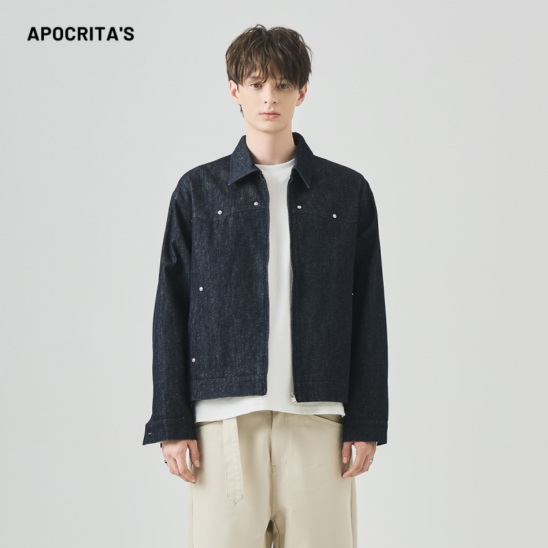 APO muška denim jakna - jesen, širokog kroja, s metalnim zakovicama, streetwear stil