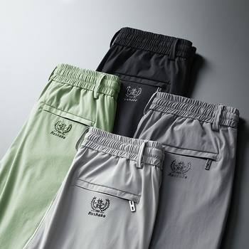 Muške casual hlače – tankom ice-silk tkanina, brzo sušeće, ravno opuštena kroj, srednji pojas, prozračan materijal (90% najlon, 10% elastan; brzo sušenje; ravno opuštena kroj; srednji pojas; prozračan materijal)