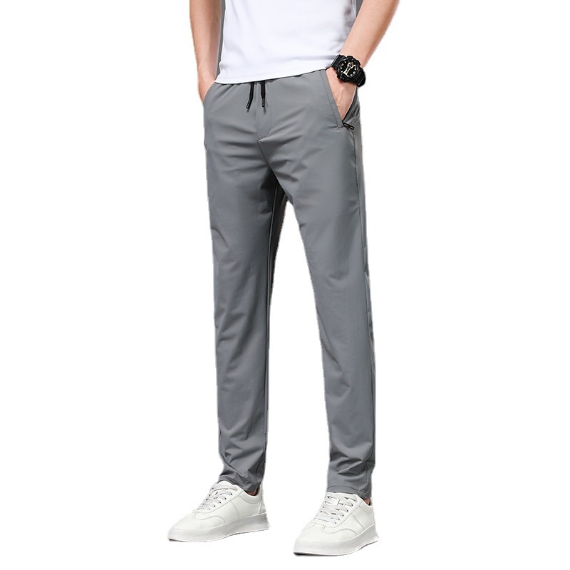 Muške casual hlače – tankom ice-silk tkanina, brzo sušeće, ravno opuštena kroj, srednji pojas, prozračan materijal (90% najlon, 10% elastan; brzo sušenje; ravno opuštena kroj; srednji pojas; prozračan materijal)